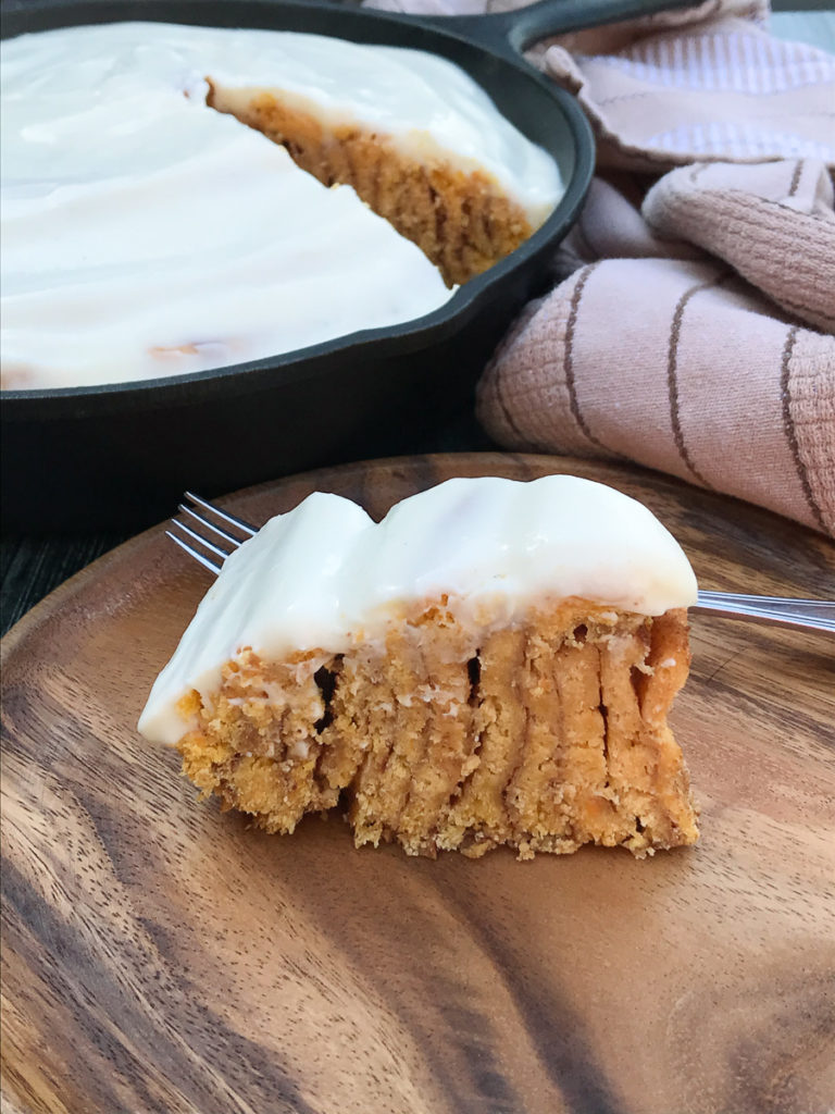sweet potato biscuit cinnamon roll with cream cheese frosting