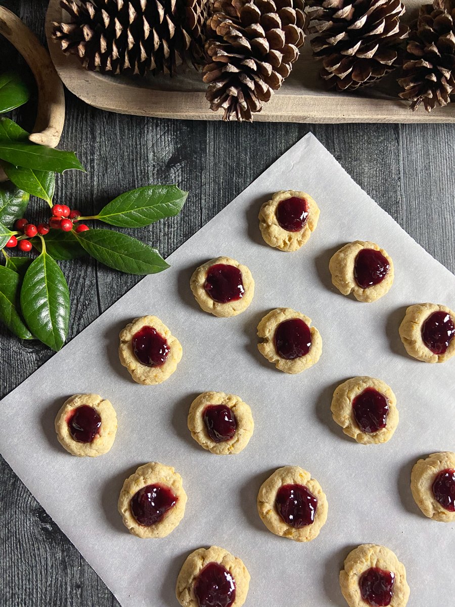 Orange Cardamom Thumbprint Cookies with Lingonberry Jam ⋆ The Dessertivore