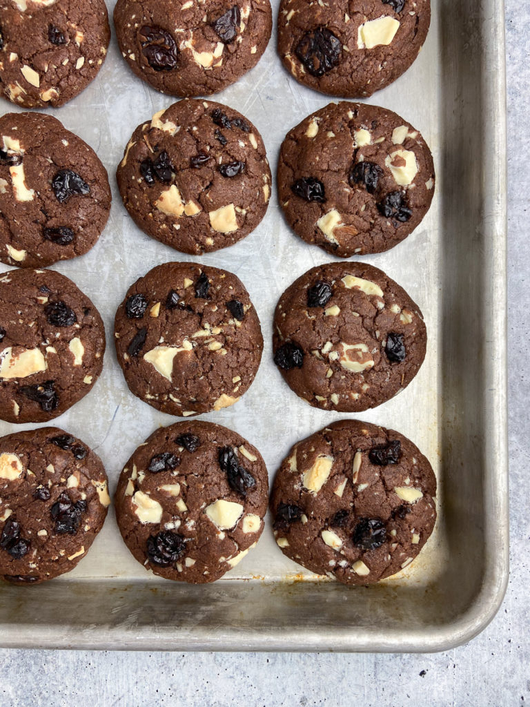 cherry almond double chocolate brownie cookies recipe