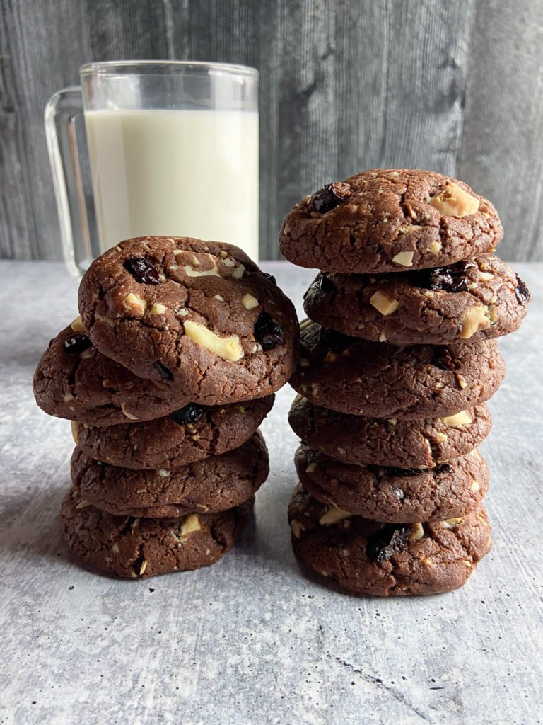 cherry almond double chocolate brownie cookies recipe