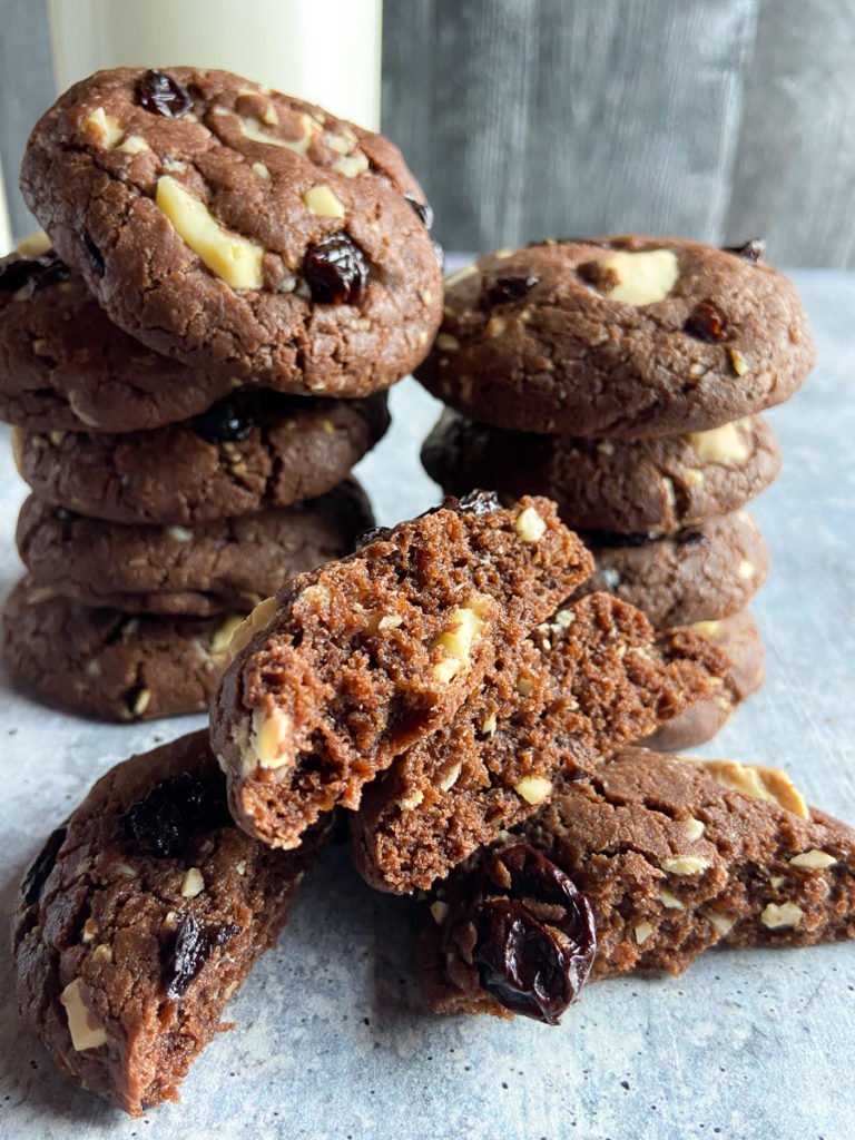 cherry almond double chocolate brownie cookies recipe