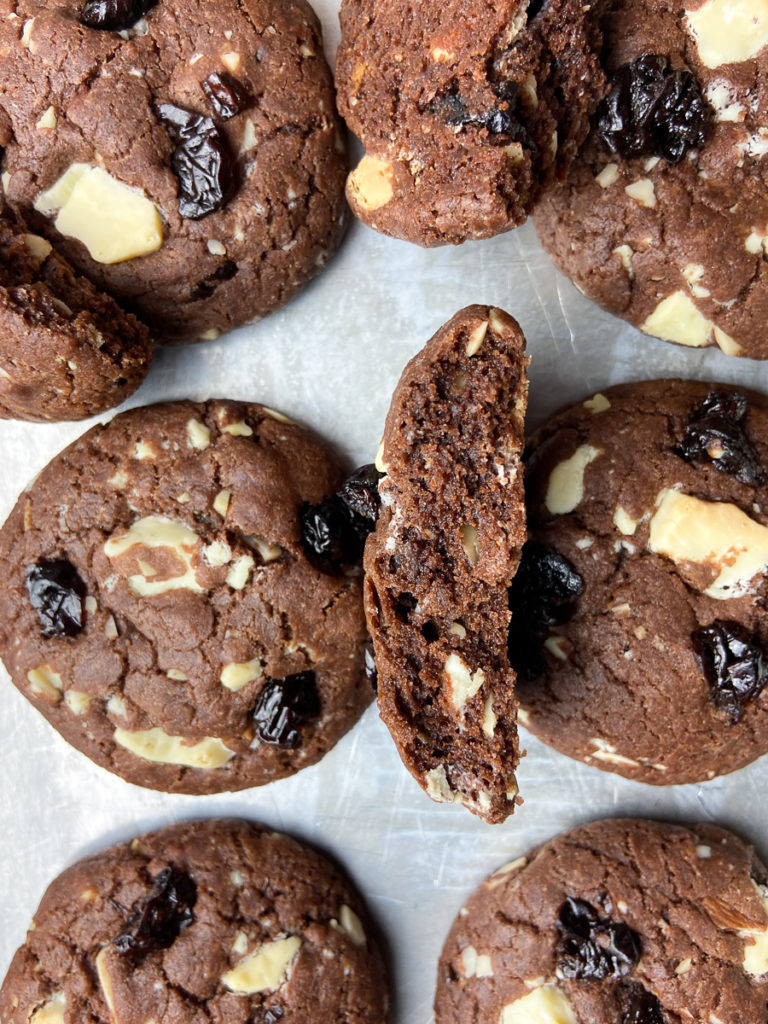 cherry almond double chocolate brownie cookies recipe