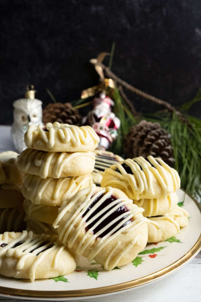 white chocolate raspberry thumbprint cookies