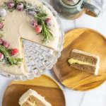 chai layer cake with orange curd and cinnamon buttercream frosting