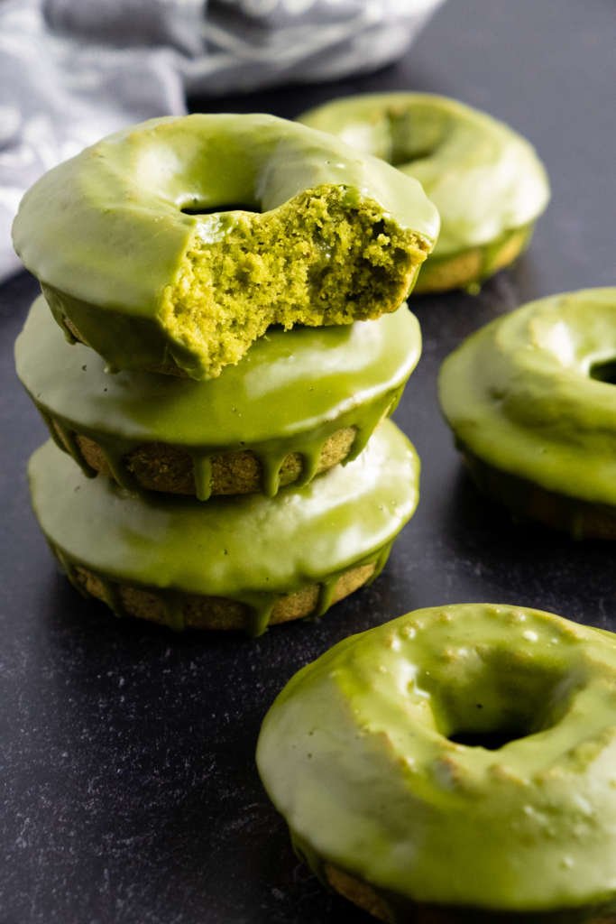 baked matcha cinnamon cake donuts