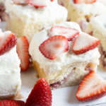 Strawberries and cream snack cake