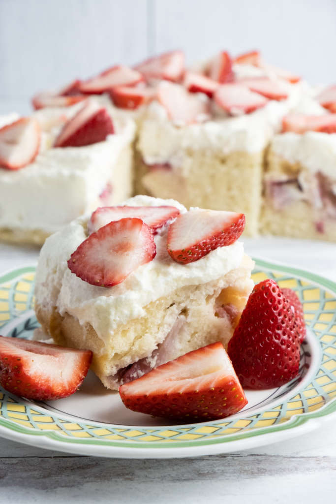 Strawberries and cream snack cake
