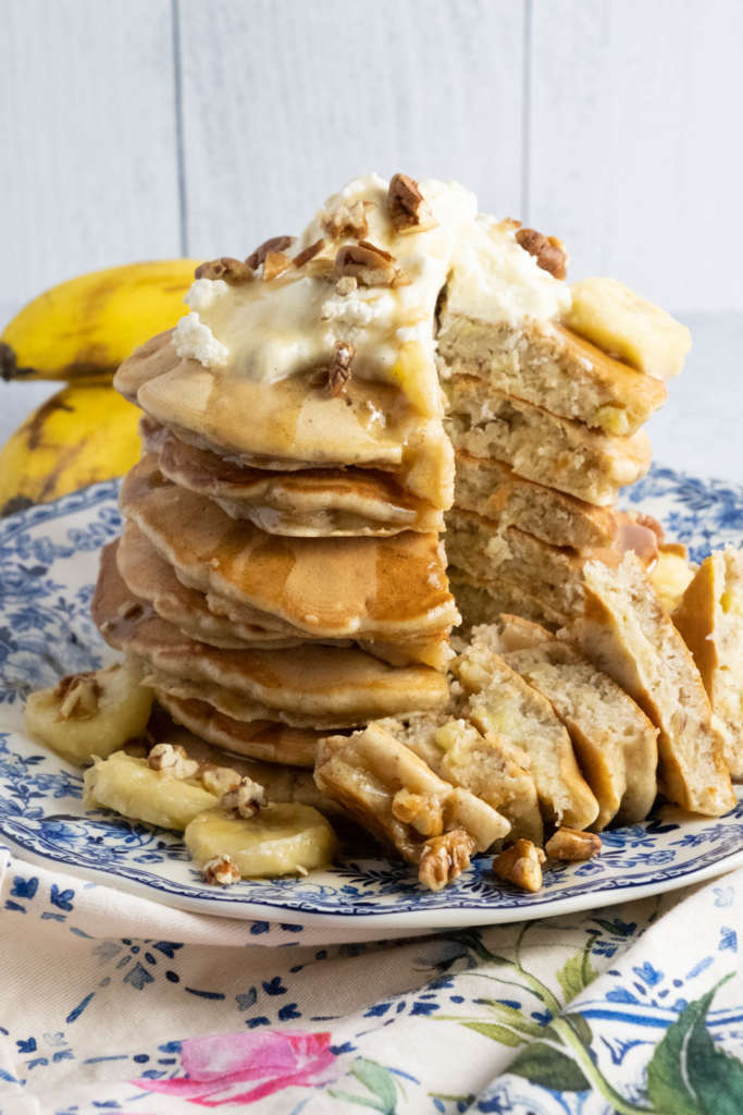 Hummingbird Pancakes with Whipped Cream Cheese
