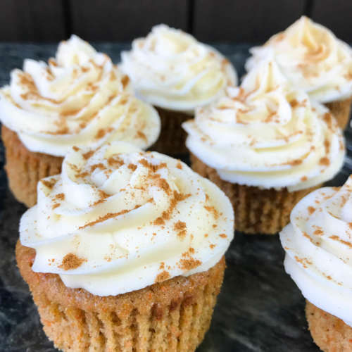 fluffy carrot cake cupcakes with cream cheese frosting