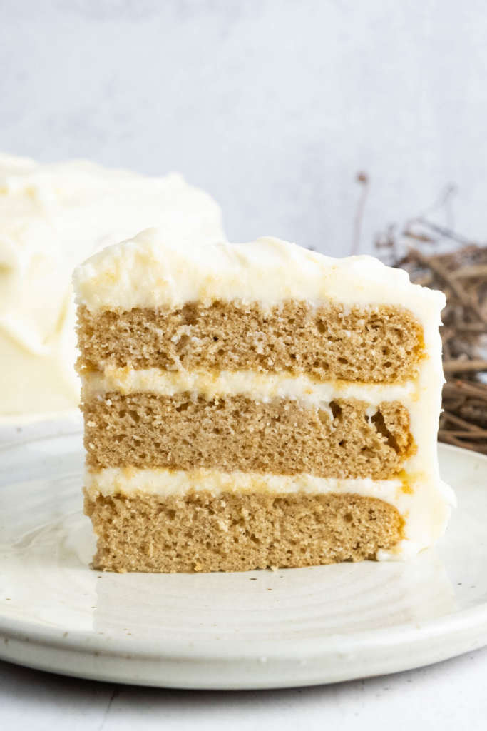 three layer spice cake with cream cheese frosting