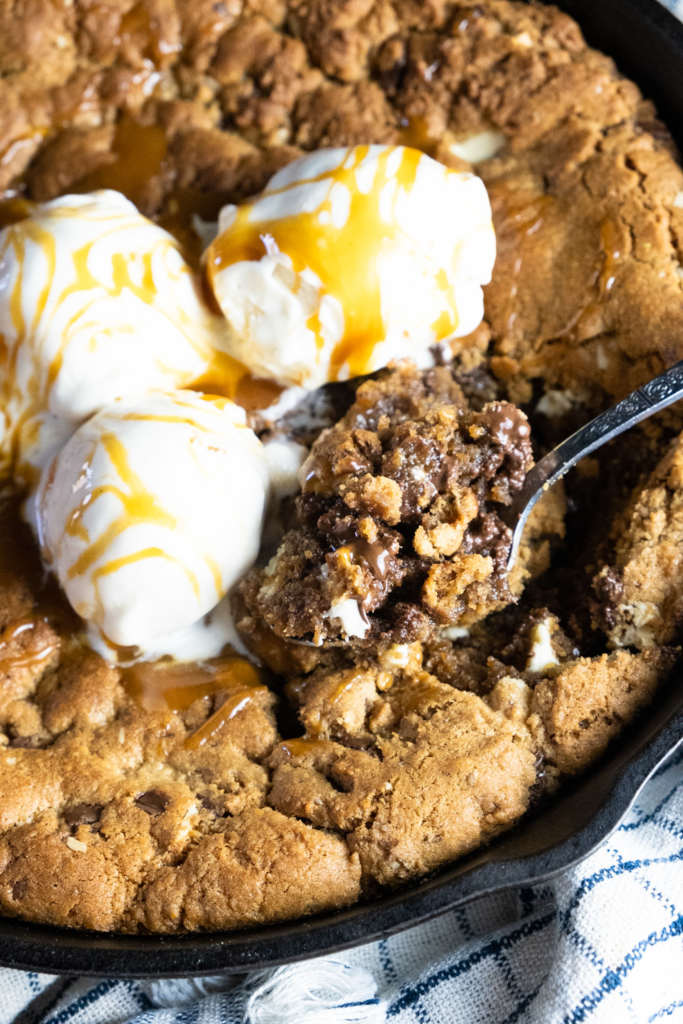 Chocolate Peanut Butter Skillet Cookie with Spent Grain Flour